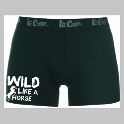 Wild Like a Horse čierne trenírky BOXER s tlačeným logom, top kvalita 95%bavlna 5%elastan