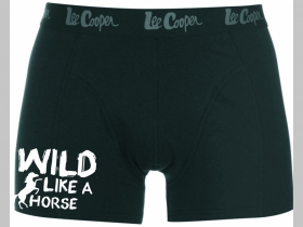 Wild Like a Horse čierne trenírky BOXER s tlačeným logom, top kvalita 95%bavlna 5%elastan